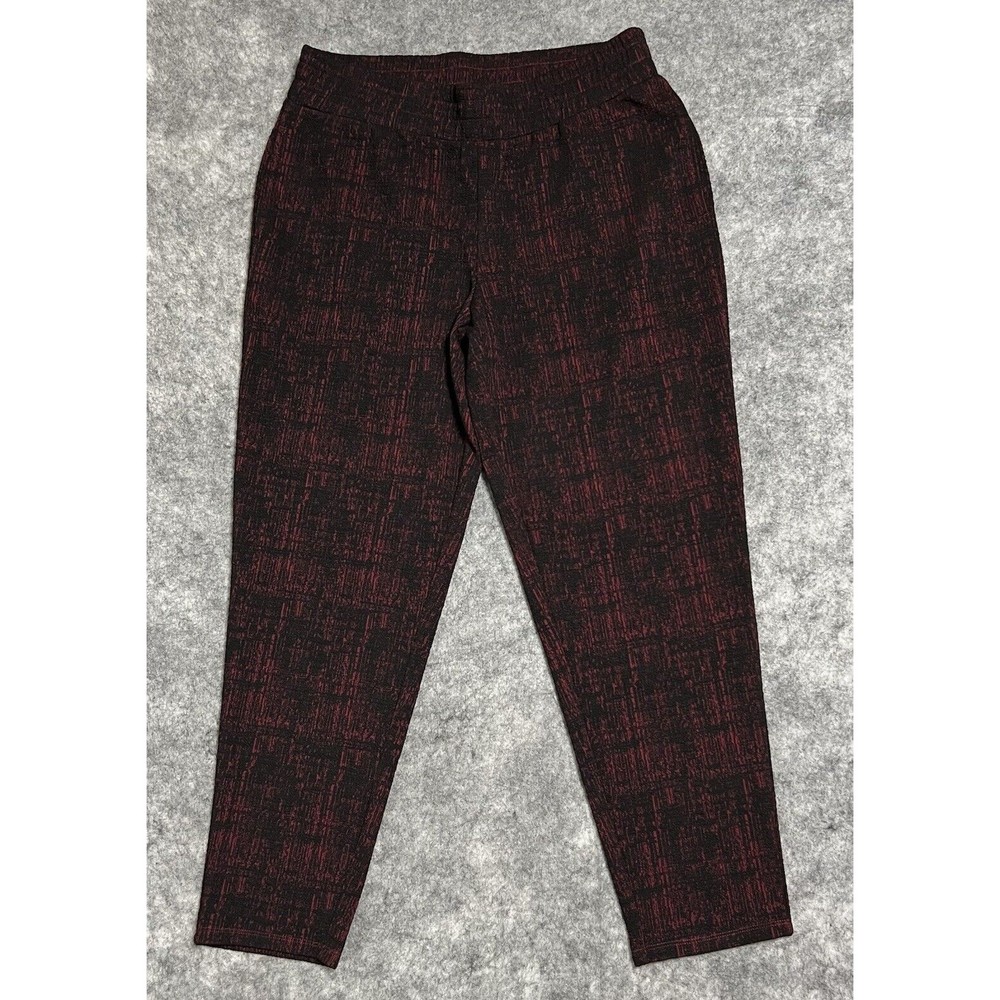 J Jason Wu Elastic Waist Pants Women's M Burgundy Red Textured Tapered Leg